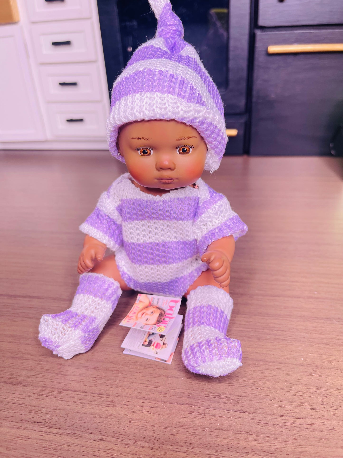 Purple Sweater Onesie set for 8 inch doll